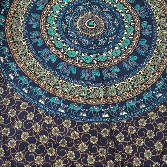 New Blue/Purple Elephant Camel Mandala Medallion Indian Tapestry Wall Hanging - Picture 8 of 11